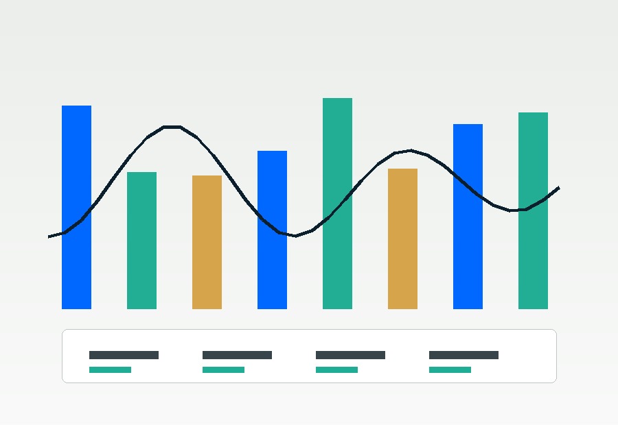 Abstract research chart with market bars and trend line